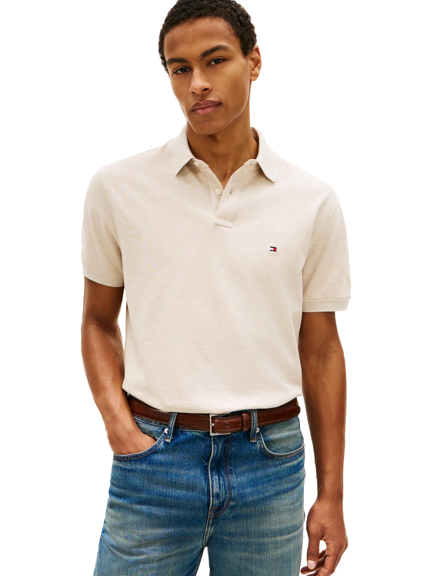HOTTommy Hilfiger Men's Short Sleeve Polo Shirts in Classic Fit with Stretch and Organic Pique Cotton
