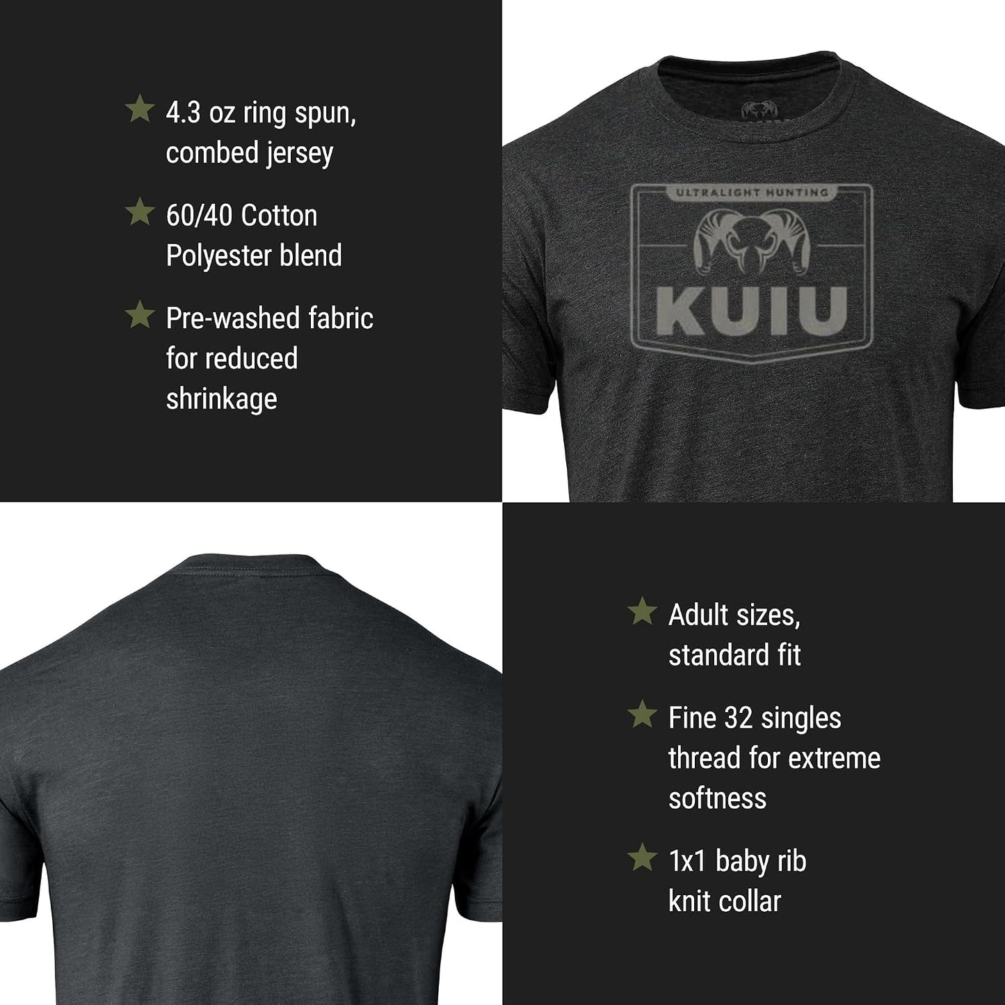 HOTKUIU Logo Sign T-Shirt for Men – Lightweight Cotton Polyester Hunting Tee – Soft, Durable Standard Fit Crew Neck