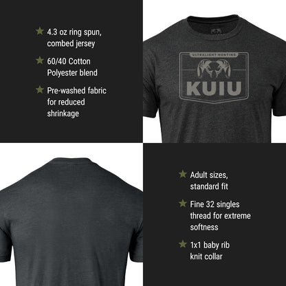 HOTKUIU Logo Sign T-Shirt for Men – Lightweight Cotton Polyester Hunting Tee – Soft, Durable Standard Fit Crew Neck