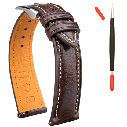 HOTItalian Leather Watch Band Tuscany Natural Vegetable-Tanned Top Grain Genuine Leather Strap,18mm 19mm 20mm 21mm 22mm XL XXL Quick Release Replacement Watch Bands for Men and Women Thick and Soft