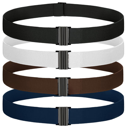 HOTTOURZOO No Show Invisible Belt for Women/Men Elastic Web Strap Waist Stretch Belt with Flat Buckle for Jeans Pants Dresses