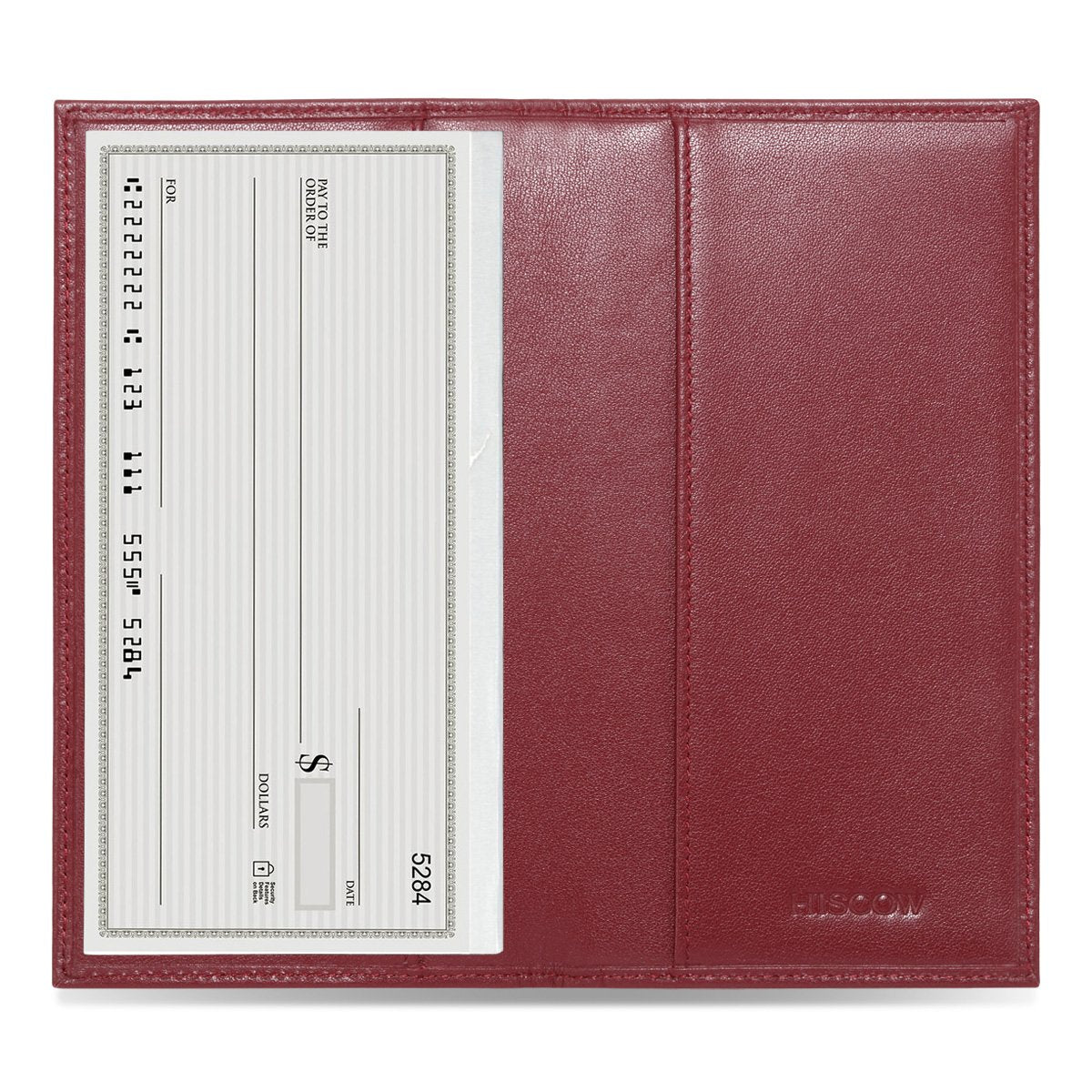 HOTHISCOW Slim Leather Checkbook Cover for Personal Checks | Full grain cowhide, transaction register & check book pockets, removable duplicate divider, durable stitching, gifts for men