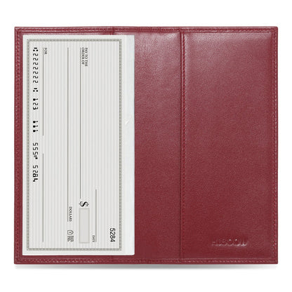 HOTHISCOW Slim Leather Checkbook Cover for Personal Checks | Full grain cowhide, transaction register & check book pockets, removable duplicate divider, durable stitching, gifts for men