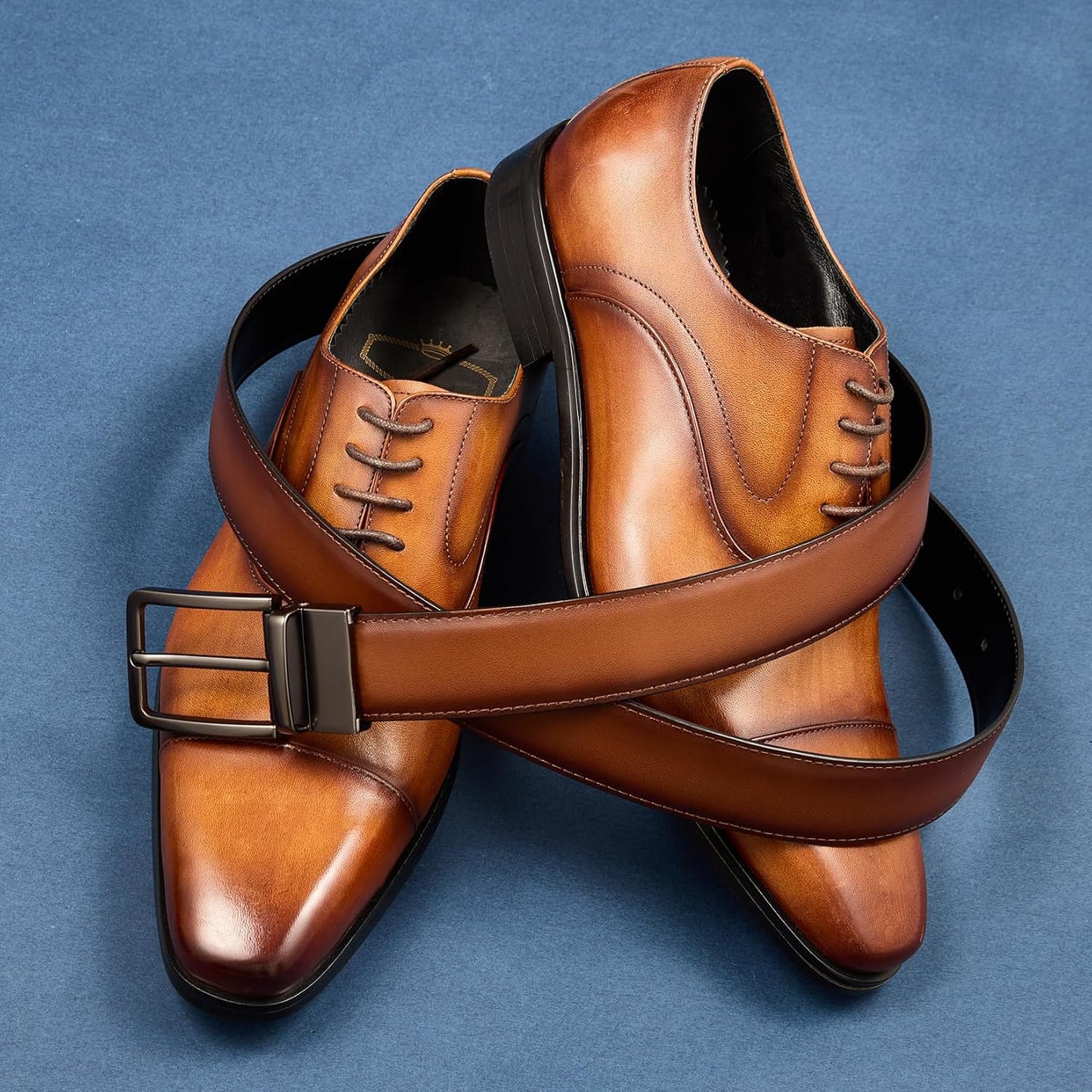 HOTMen's Belt Reversible Belt Men 1 Piece - 1 3/8" Leather Dress Belt - Trim to Fit for Elegant Style
