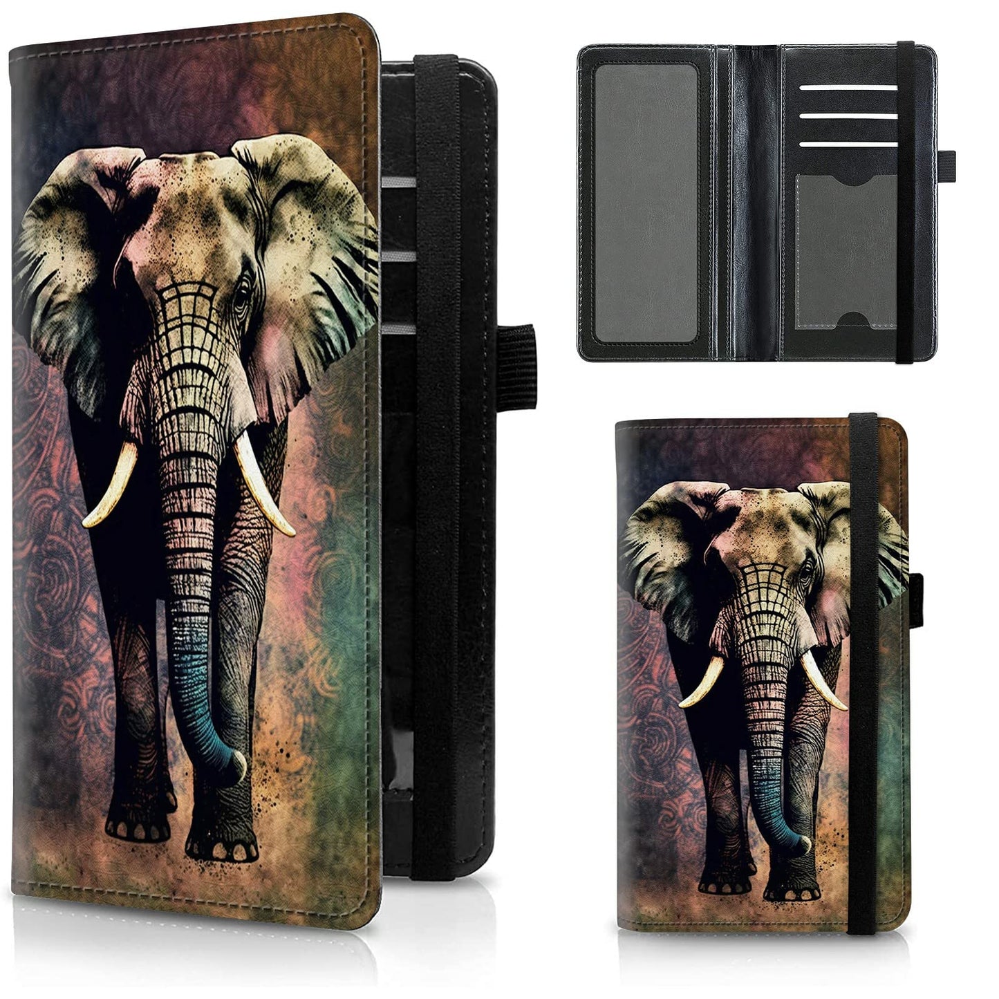 HOTFUYOCWE Leather Checkbook Covers for Men Women Check book Holder Cover Wallets for Personal Checkbook Duplicate Checks with RFID Blocking & Elastic Strap-Beautiful Black Horse