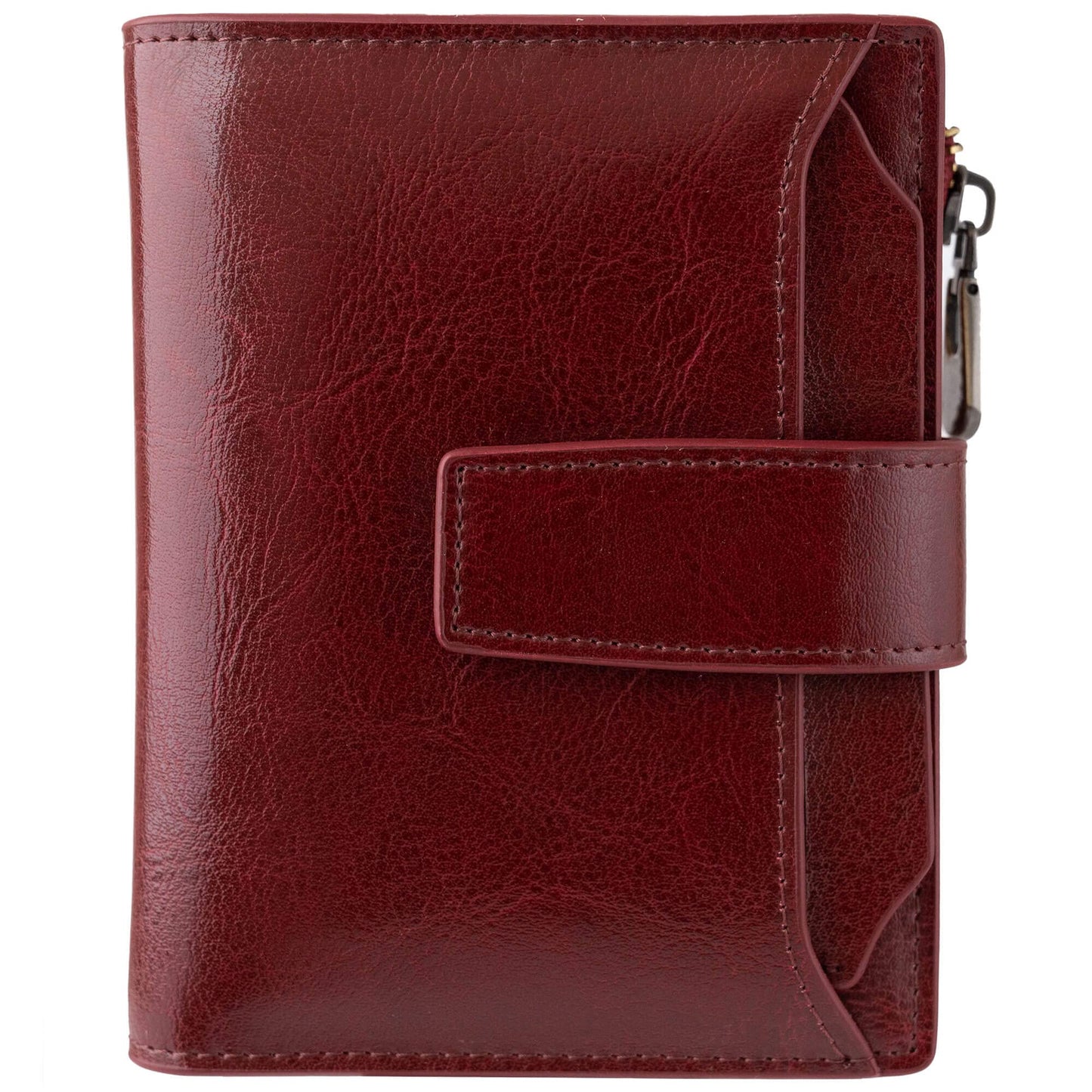 HOTBveyzi Small Leather Wallet for Women, RFID Bifold with ID Window | Holds 11 cards, a pull-out ID sleeve, zippered coin pocket & bill slot — fits crossbody bags and keeps everything organized