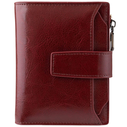 HOTBveyzi Small Leather Wallet for Women, RFID Bifold with ID Window | Holds 11 cards, a pull-out ID sleeve, zippered coin pocket & bill slot — fits crossbody bags and keeps everything organized