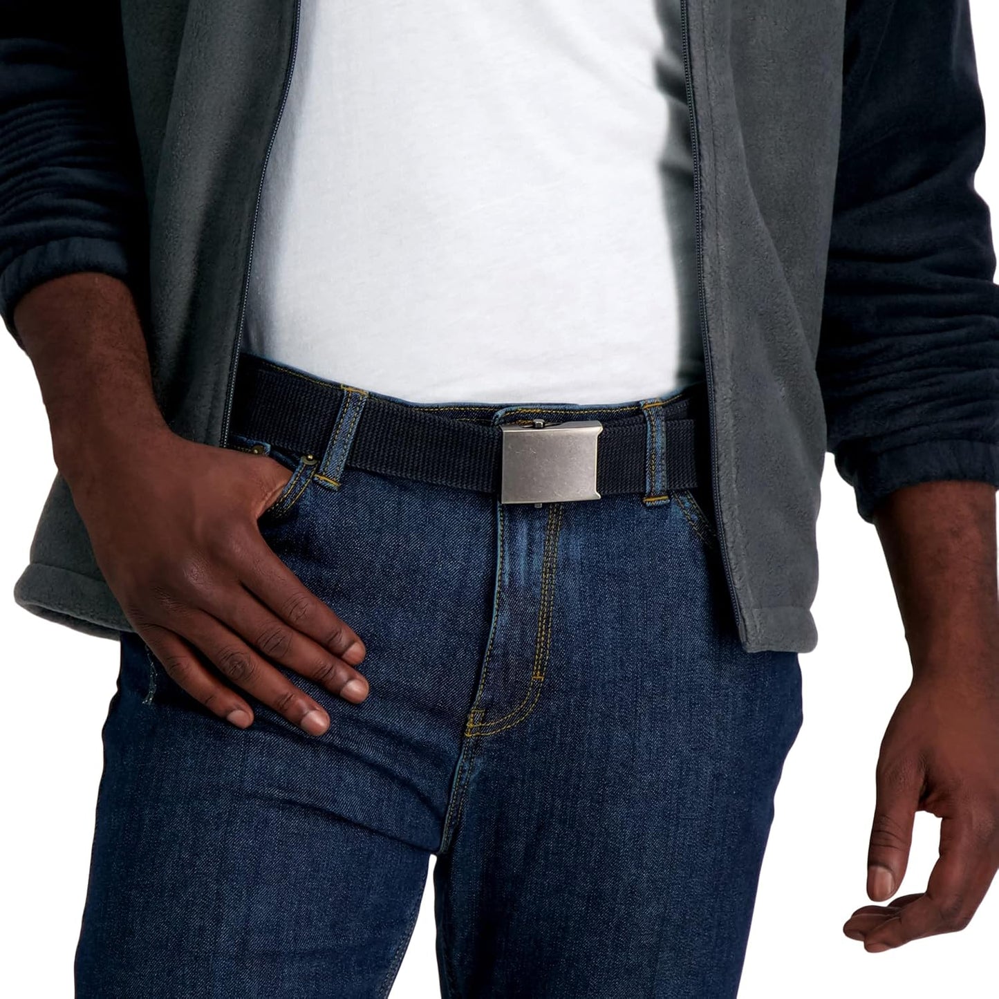 HOTColumbia Men's Military Plaque Buckle Fabric Belt- One Size 42" Length - Everyday and Outdoor Wear