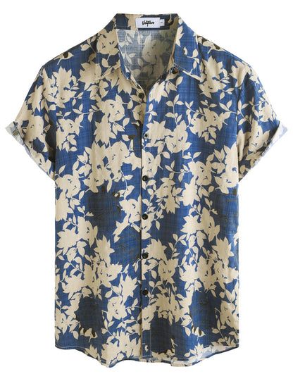 HOTVATPAVE Mens Casual Short Sleeve Button Down Shirts Regular Fit Hawaiian Summer Shirt