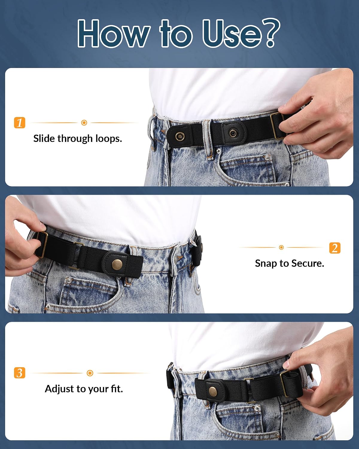 HOT4Packs No Buckle Elastic Belts for Women/Men Buckleless Belt Invisible Stretch Belts for Jeans Pants