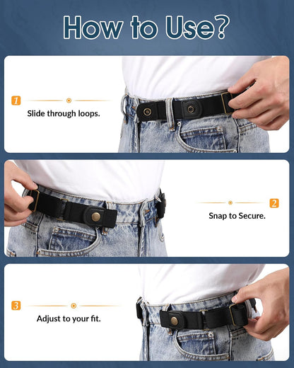 HOT4Packs No Buckle Elastic Belts for Women/Men Buckleless Belt Invisible Stretch Belts for Jeans Pants