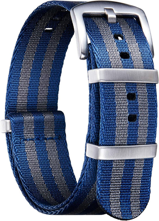 HOTBINLUN Nylon Watch Band 18mm,20mm,22mm,24mm Rugged Military Replacement Watch Straps Silver&Black Stainless Buckle Heavy-Duty Wristband For Traditional Men Women Watches