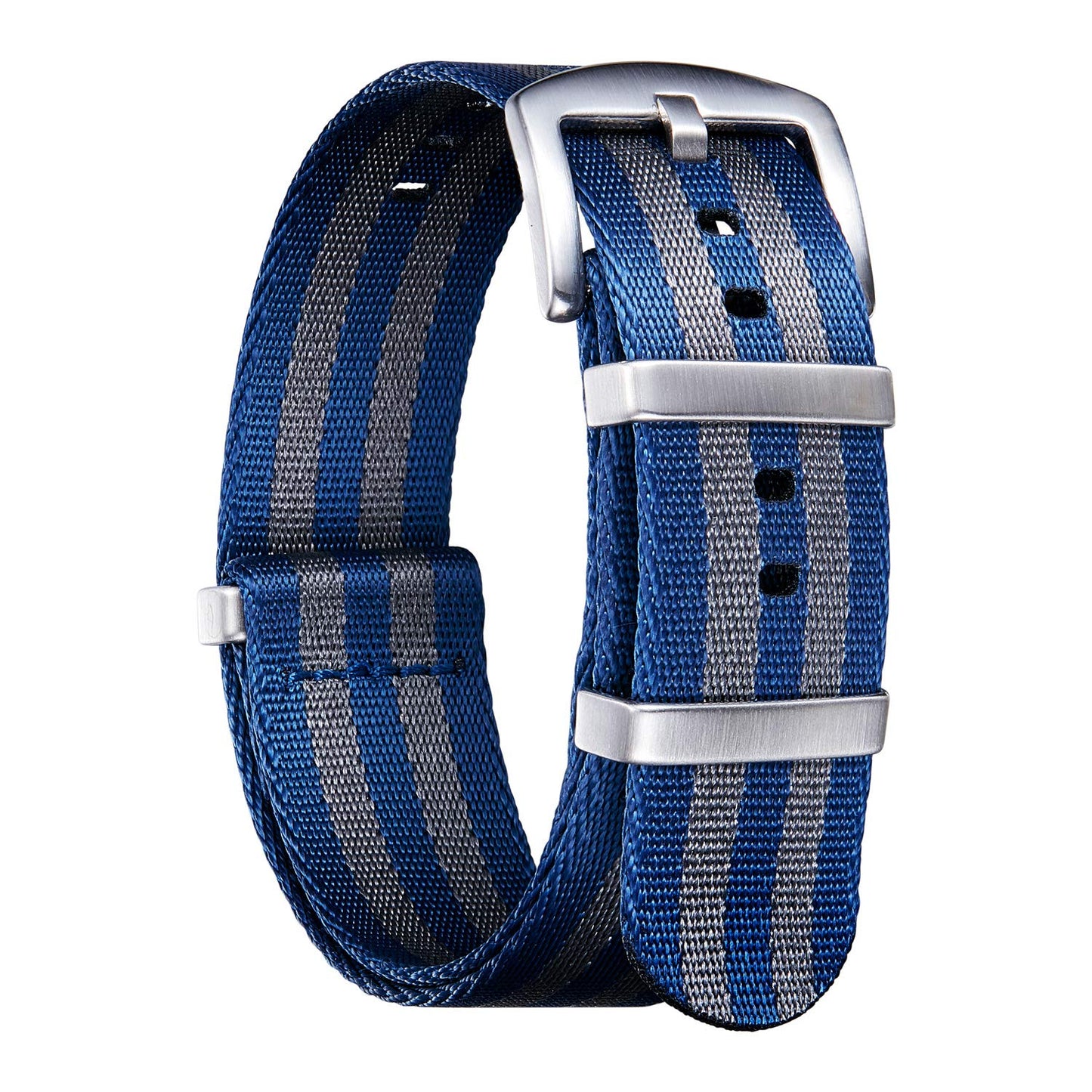 HOTBINLUN Nylon Watch Band 18mm,20mm,22mm,24mm Rugged Military Replacement Watch Straps Silver&Black Stainless Buckle Heavy-Duty Wristband For Traditional Men Women Watches