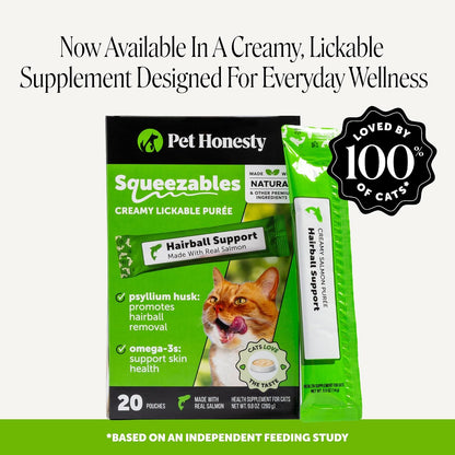 HOTCat Hairball Remedy Treats - Dual Texture Crunchy Creamy Hairball Treatment for Cats, Furball Relief Control Supplement with Fiber, Fish Oil for Indoor Cats Skin Coat Digestion (30-Day Supply)