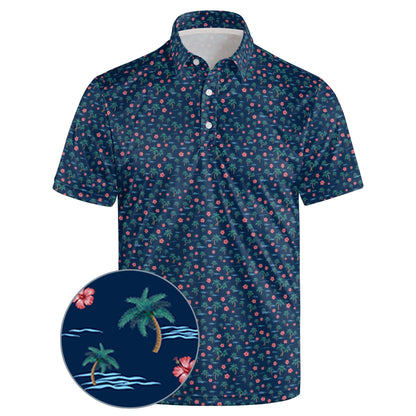 HOTGolf Polos for Men Funny Moisture Wicking Golf Shirts Performance Quick-Dry Polo Shirts Short Sleeve