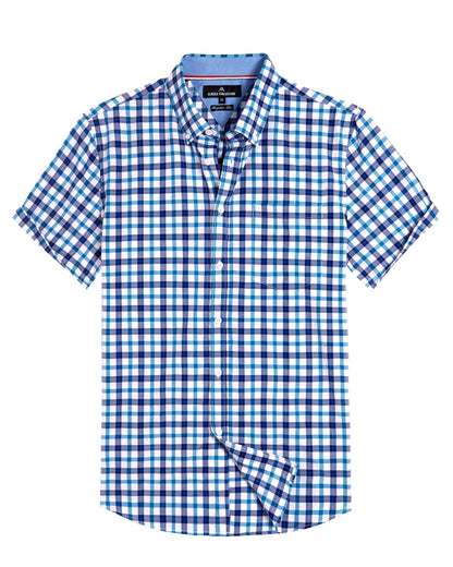 HOTAlimens & Gentle Plaid Mens Short Sleeve Button Down Shirts with Pocket | Lightweight,Button-Down Collar,Regular Fit,Excellent Colors,Breathable,Casual,Cotton Blend,Easy Care