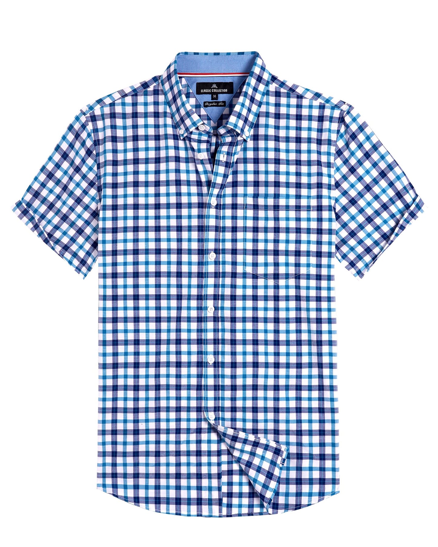 HOTAlimens & Gentle Plaid Mens Short Sleeve Button Down Shirts with Pocket | Lightweight,Button-Down Collar,Regular Fit,Excellent Colors,Breathable,Casual,Cotton Blend,Easy Care
