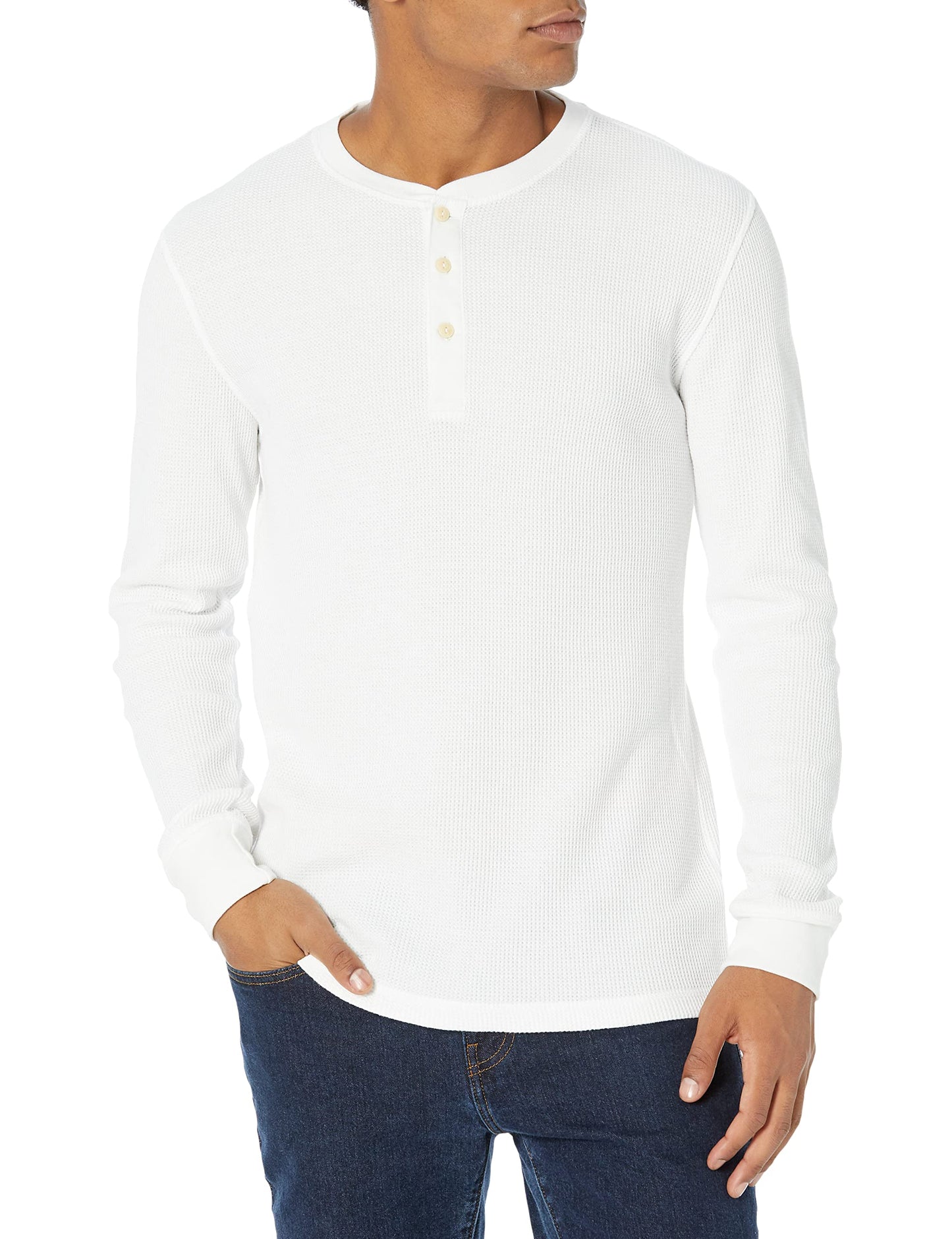 HOTAmazon Essentials Men's Long Sleeve Waffle Henley Shirt