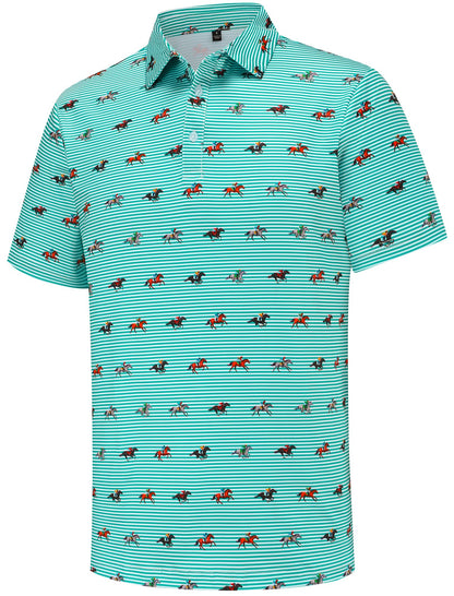 HOTMens Golf Polo Shirts Short Sleeve Performance Moisture Wicking Dry Fit Casual Print Funny Golf Polo Shirts for Men