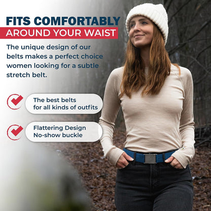 HOTONE-BELT No Show Invisible Elastic Belts for Women & Men 1.30" inch adjustable Non Slip Zero Bulk. Designed in USA.