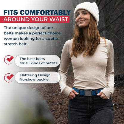 HOTONE-BELT No Show Invisible Elastic Belts for Women & Men 1.30" inch adjustable Non Slip Zero Bulk. Designed in USA.