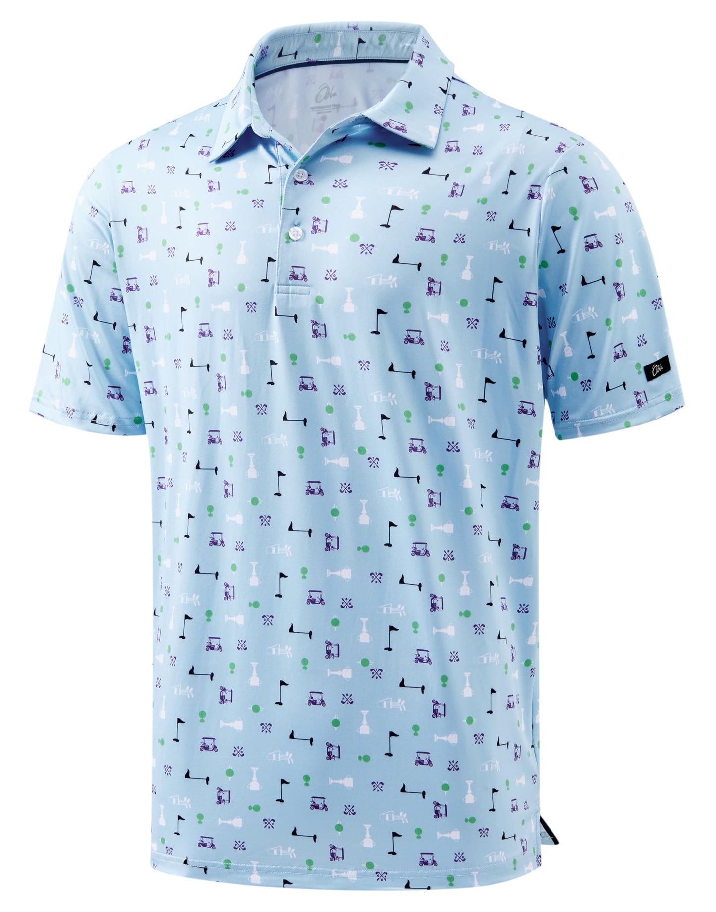HOTObla Mens Golf Polo Shirts Short Sleeve Dry Fit Performance Moisture Wicking Casual Print Collared Golf Shirts for Men