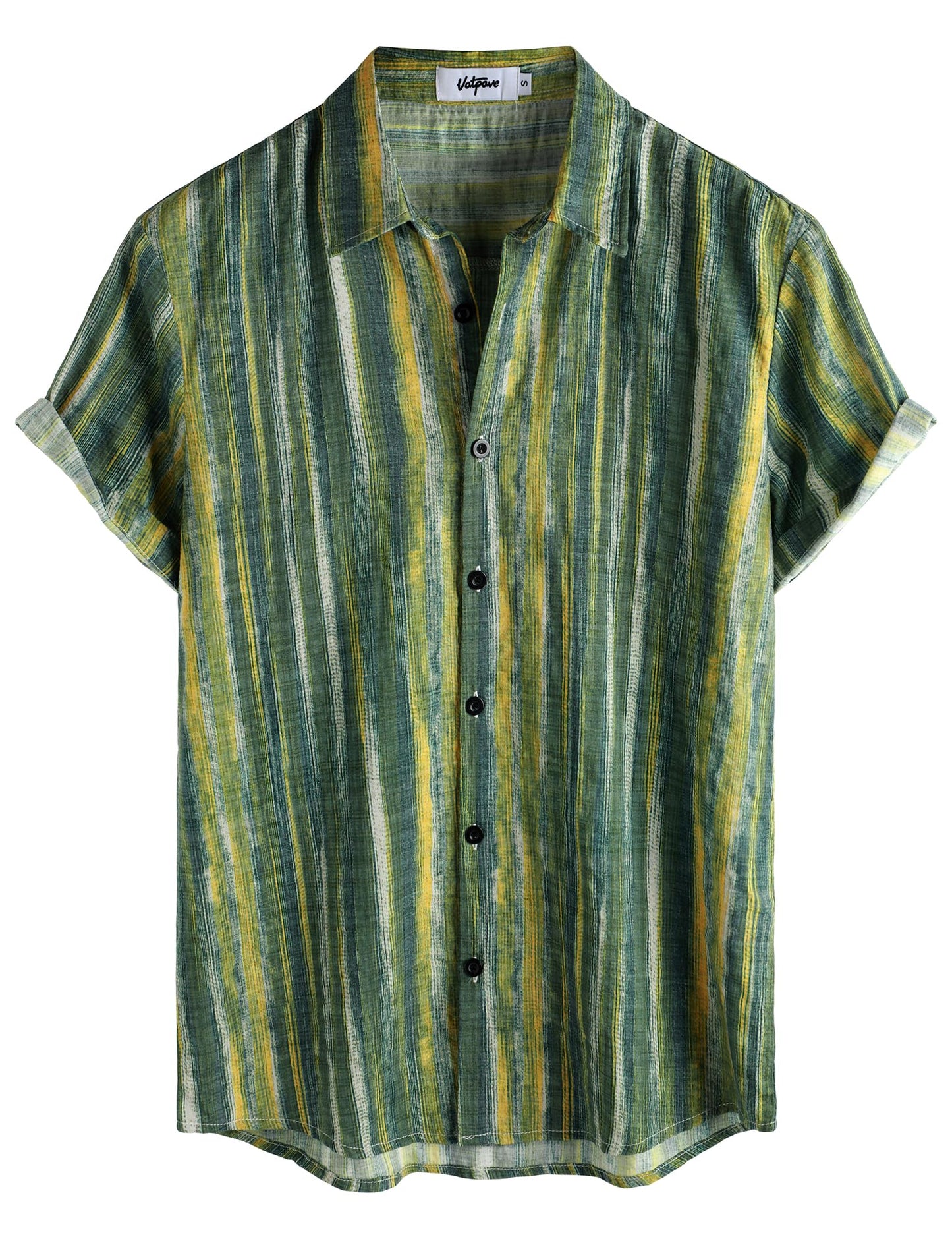 HOTVATPAVE Mens Casual Short Sleeve Button Down Shirts Regular Fit Hawaiian Summer Shirt