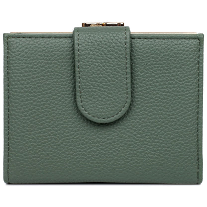 HOTJulia Buxton Women's RFID Blocking Wallet with 16 Card Slots & Coin Pocket, Snap Closure Trifold Purse Organizer,Classic Sage
