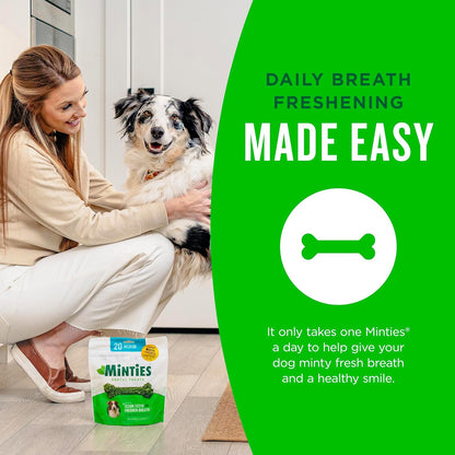 HOTMinties Dental Chews for Dogs, 36 Count, Vet-Recommended Mint-Flavored Treats for Large Dogs Over 50 lbs, Dental Bones Clean Teeth, Fight Bad Breath, and Removes Plaque and Tartar