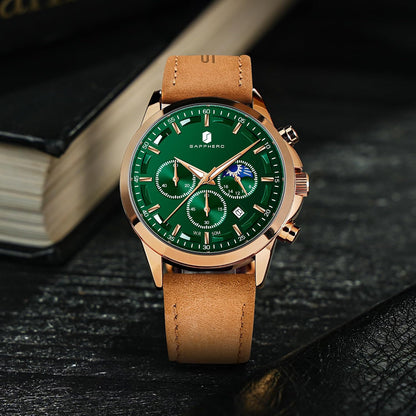HOTSAPPHERO Chronograph Watches for Men, Original Business Casual Stainless Steel Analog Watch 50M Waterproof Luminous Watches with Date Dial, Mens Gift