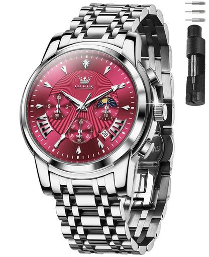 HOTOLEVS Watches for Men Dress Watch Chronograph Luxury Stainless Steel Big Face Men Watches Multi-Function Easy to Read Diamond Roman Numerals Business Wristwatch Reloj para Hombre