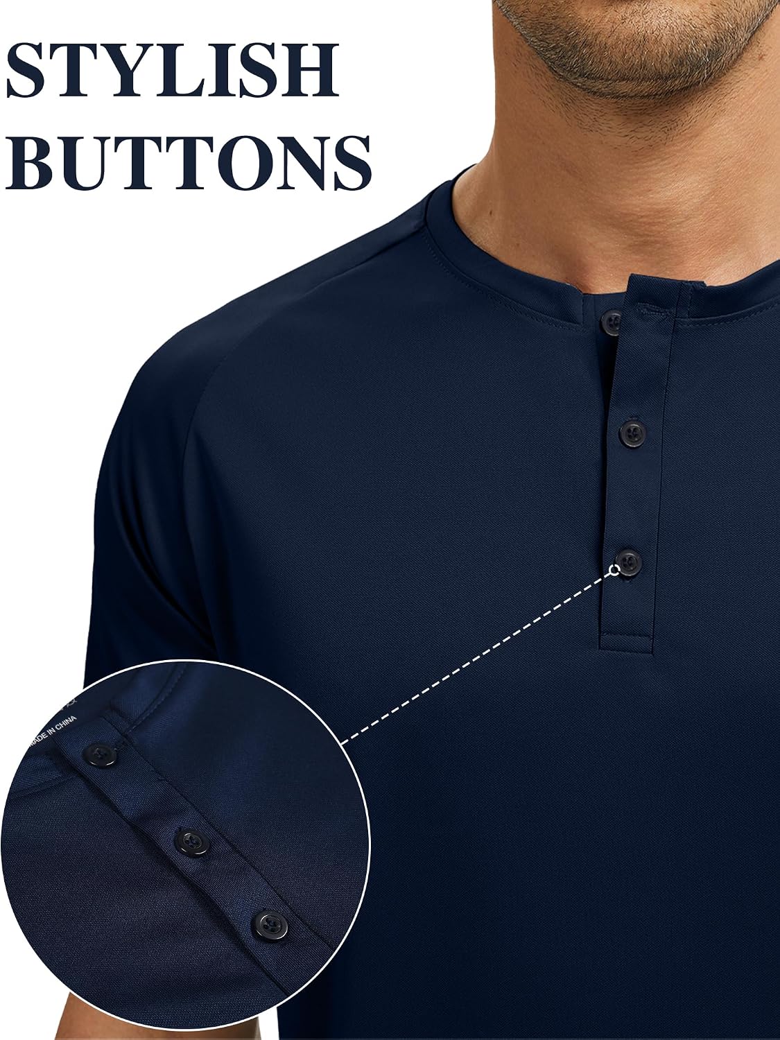 HOTHovSiyla 5 Pack Men's Henley Shirt Basic T Shirt, Moisture Wicking Breathable Button Down Short Sleeve