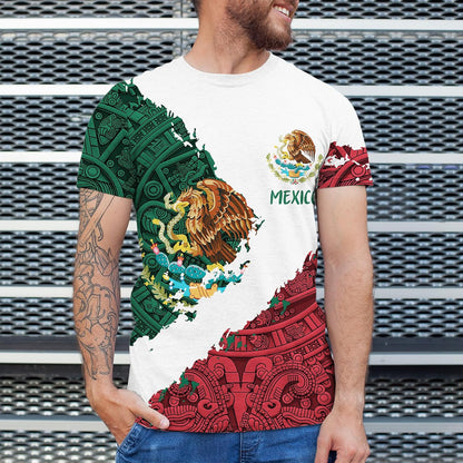 HOTFAYBA Aztec Mexican Shirts Short Sleeves Summer Mexico Shirt Mexico Jersey Unisex 3D Shirts