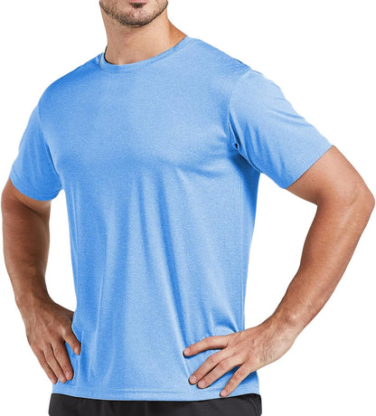 HOT5 Pack Men's Dry Fit T Shirts Athletic Running Gym Workout Short Sleeve Tee Shirts for Men