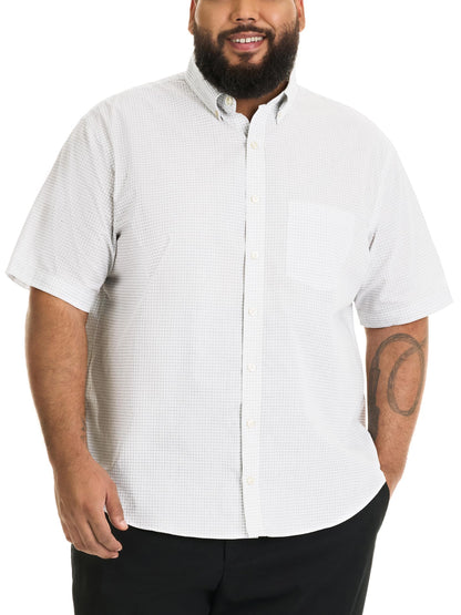 HOTVan Heusen Men's Big and Tall Wrinkle Free Short Sleeve Button Down Shirt, No-Tuck Length, Comfortable Stretch Fabric