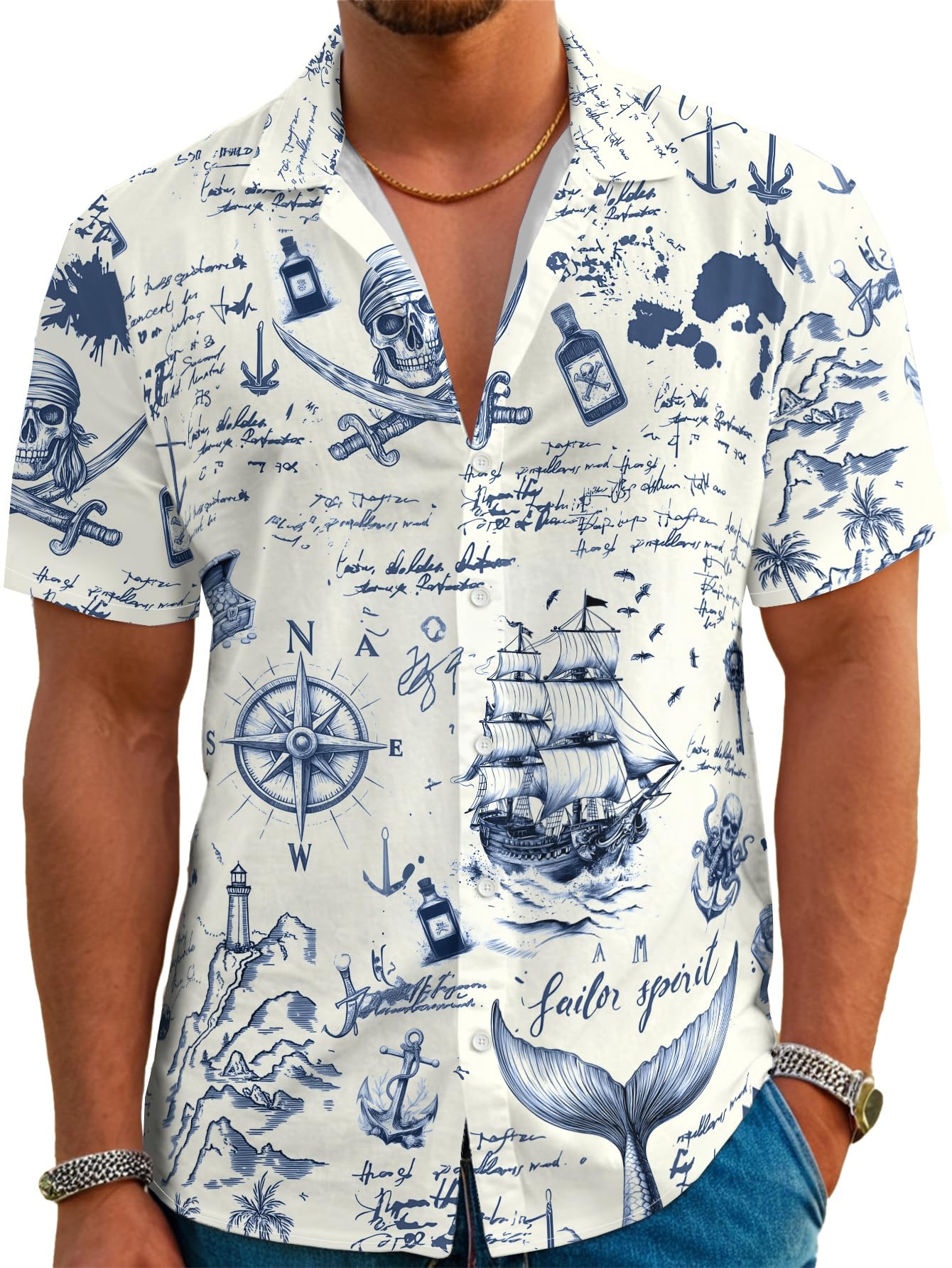 HOTDFZ Funny Hawaiian Shirts for Men Summer Beach Short Sleeve Button Down Shirt Theme Party Shirt