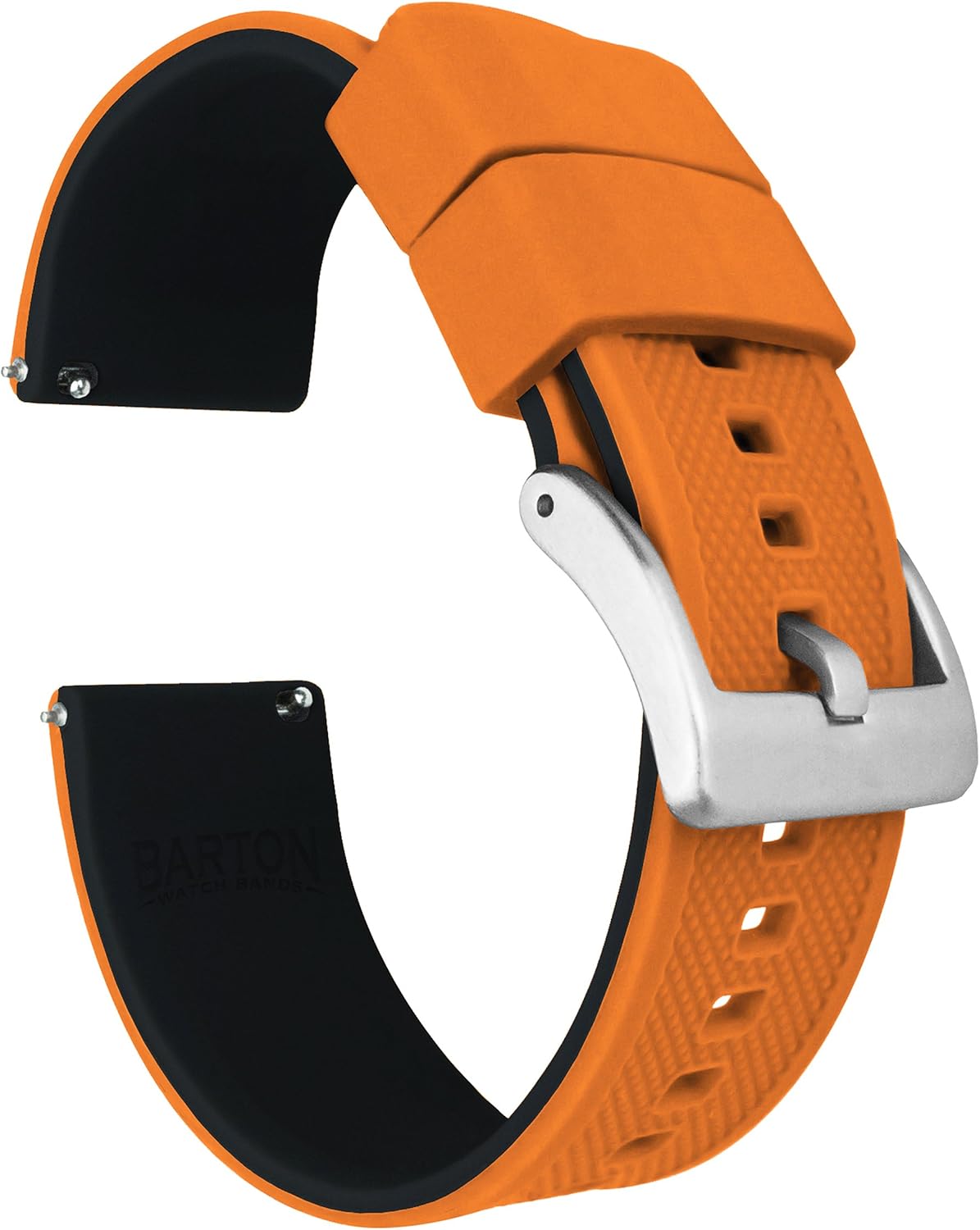 HOTBARTON Elite Silicone Watch Bands - Quick Release - Choose Strap Color & Buckle Color (Stainless Steel, Black PVD or Gunmetal Grey) - 18mm, 20mm, 22mm & 24mm Watch Straps