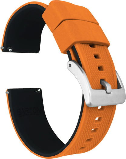 HOTBARTON Elite Silicone Watch Bands - Quick Release - Choose Strap Color & Buckle Color (Stainless Steel, Black PVD or Gunmetal Grey) - 18mm, 20mm, 22mm & 24mm Watch Straps