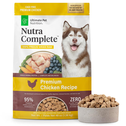 HOTULTIMATE PET NUTRITION Nutra Complete, 100% Freeze Dried Raw Veterinarian Formulated Dog Food with Antioxidants Prebiotics and Amino Acids (1 Pound, Beef)