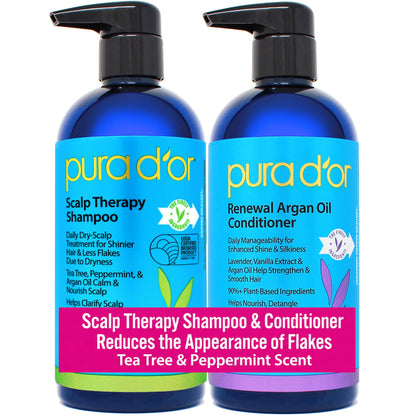 HOTPURA D'OR Anti-Thinning Biotin Shampoo & Hair Regrowth Conditioner, CLINICALLY TESTED Effective Results, Thickening Herbal Blend For Women & Men, Original Gold Label Set, Natural Earthy Scent, 16oz x2