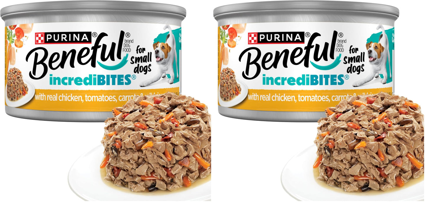 HOTBeneful Purina Small Breed Wet Dog Food Variety Pack, IncrediBites With Real Beef, Chicken and Salmon - (Pack of 30) 3 Oz. Cans