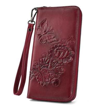 HOTWomens Wallet Rfid Embossed Vegan Leather Multi Card Slots Wallets Large Capacity Wristlet Travel Purse for Women