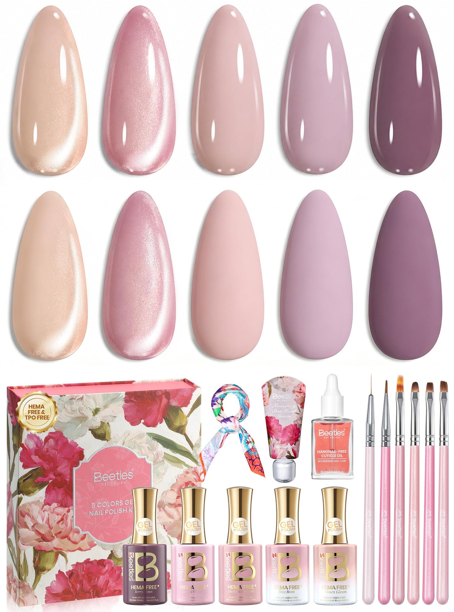 HOTBeetles Gel Nail Polish Kit with U V Light - 80Pcs 55 Colors Gel Nail Kit | Color Enchantment with Everything Base Top Coat Beginner Starter at Home Nails Kit Manicure DIY Salon Tools Gifts for Women