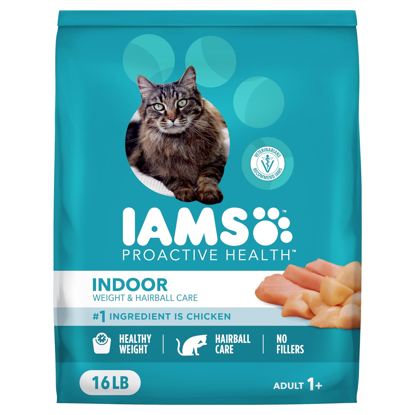 HOTIAMS Proactive Health Indoor Dry Cat Food, Chicken & Turkey, 7 lb | Vet-recommended, Real Chicken #1 Ingredient, Proprietary Fiber Blend, Prebiotics for Healthy Digestion, Hairball Control