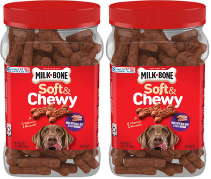 HOTMilk-Bone Soft & Chewy Dog Treats, Made with Real Bacon, 25 Ounce Canister