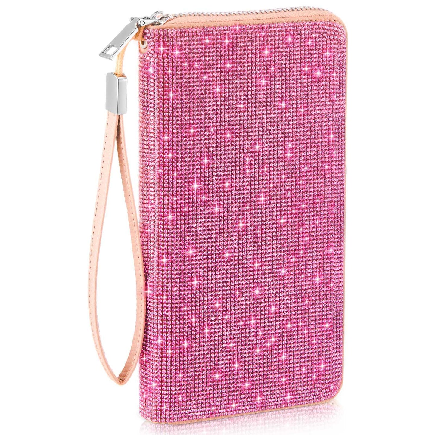 HOTMotiMind Silver Bling Gift Glitter Sparkly Wallet for Women Rhinestone/Pearl Wallet RFID Blocking Phone Purse Gifts for Mother's Day (Rhinestones)