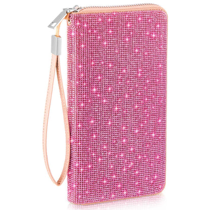 HOTMotiMind Silver Bling Gift Glitter Sparkly Wallet for Women Rhinestone/Pearl Wallet RFID Blocking Phone Purse Gifts for Mother's Day (Rhinestones)