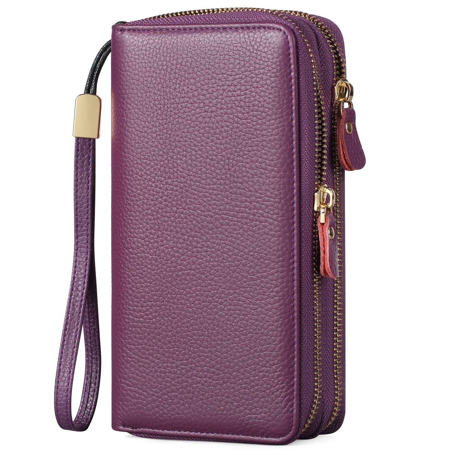 HOTSENDEFN Leather Women Wallet RFID Blocking Zipper Around Phone Holder Clutch Wristlet Large Capacity