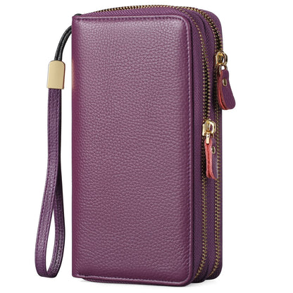 HOTSENDEFN Leather Women Wallet RFID Blocking Zipper Around Phone Holder Clutch Wristlet Large Capacity