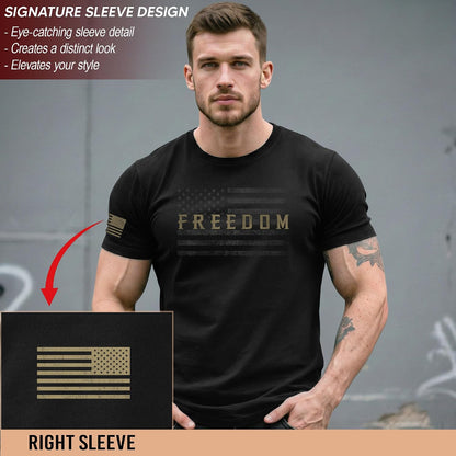 HOTAmerican Freedom Shirts for Men, Patriotic Shirts for Men | Patriotic shirt featuring freedom-themed graphics and American flag-inspired details with a bold heritage design